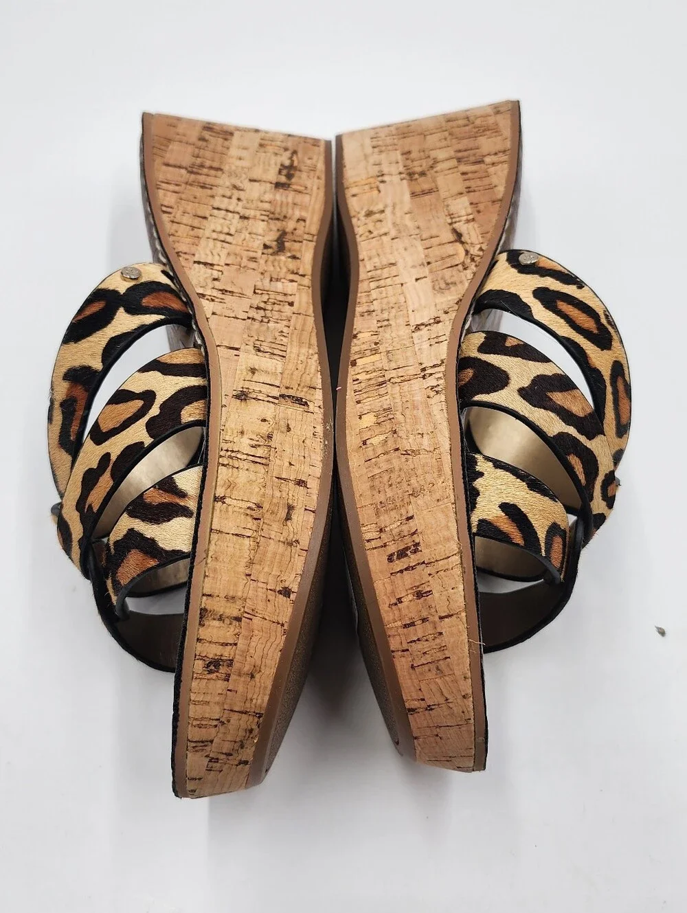 sam edelman Reid Leopard Print Cork Wedge Size 8 1/2 M read description